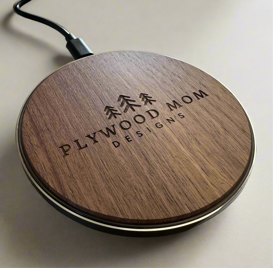 Personalized Walnut Wood Wirless Qi Charger – Plywood Mom Designs