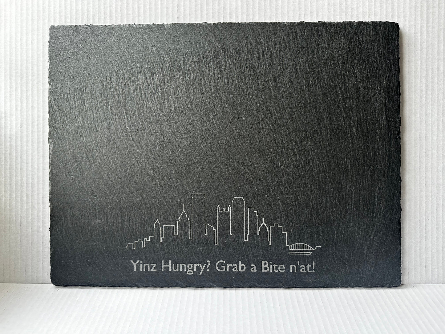 Pittsburgh Slate Charcuterie Board – “Yinz Hungry? Grab a Bite n’at!”