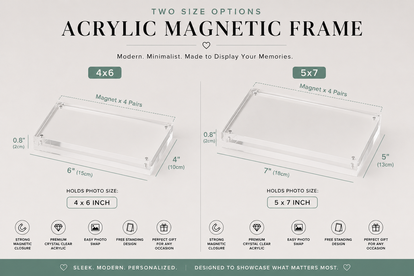 Personalized Acrylic Magnetic Picture Frame | Custom 4x6 & 5x7 Photo Display