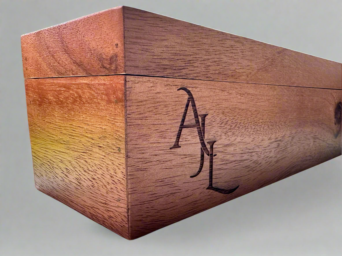 Personalized Acacia Wood Tea Box - 5 Compartment Organizer