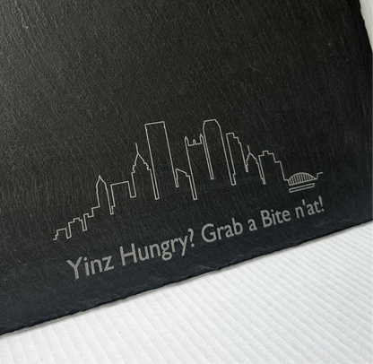 Pittsburgh Slate Charcuterie Board – “Yinz Hungry? Grab a Bite n’at!”