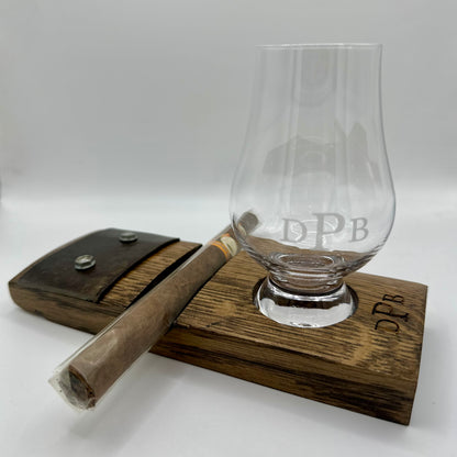 Personalized Whiskey Stave & Glencairn Glass Set