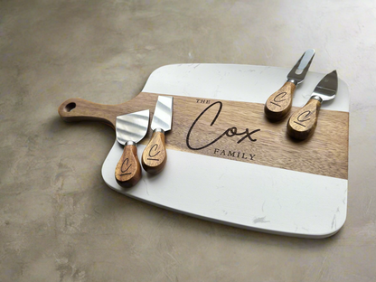 5 Piece Marble Serving Board Set