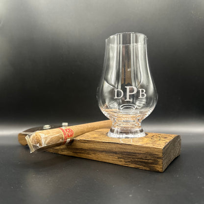 Personalized Whiskey Stave & Glencairn Glass Set