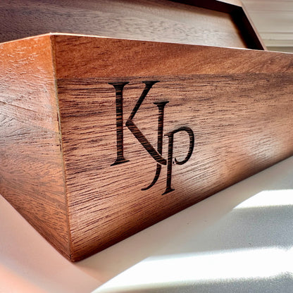 Personalized Acacia Wood Tea Box - 5 Compartment Organizer