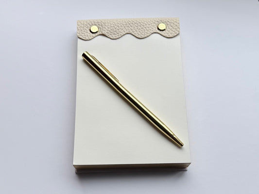 Vegan Leather–Wrapped Gold-Edged Notepad Set