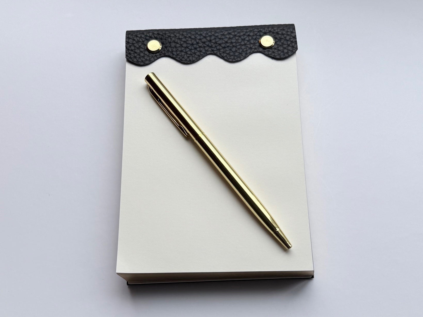 Vegan Leather–Wrapped Gold-Edged Notepad Set