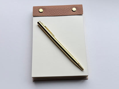 Vegan Leather–Wrapped Gold-Edged Notepad Set