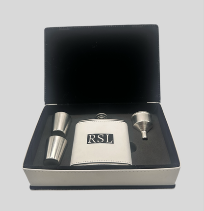 Personalized Leather Flask Gift Set