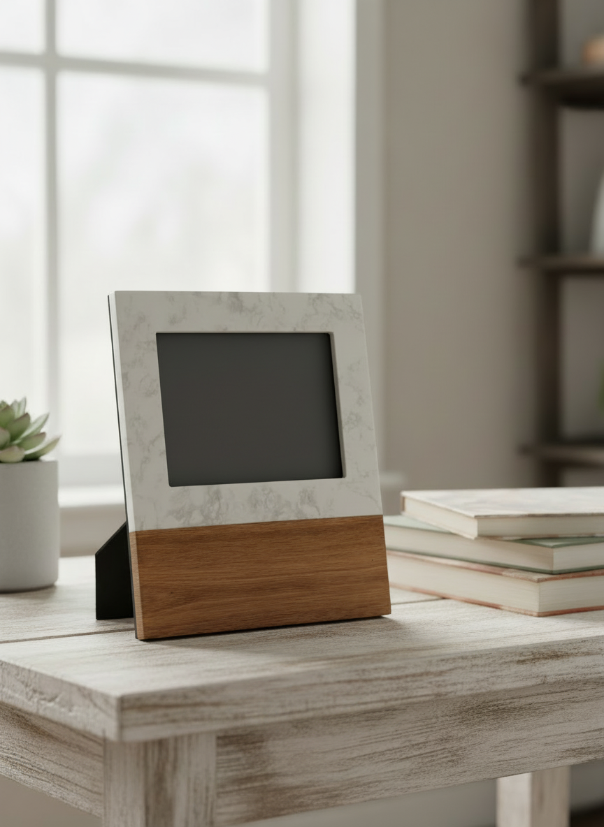 Personalized Graduation Photo Frame | Marble & Acacia Wood | Class of 2026 Gift | Custom School & Name Frame