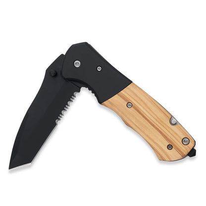 Custom Engraved Folding Pocket Knife – Natural Wood