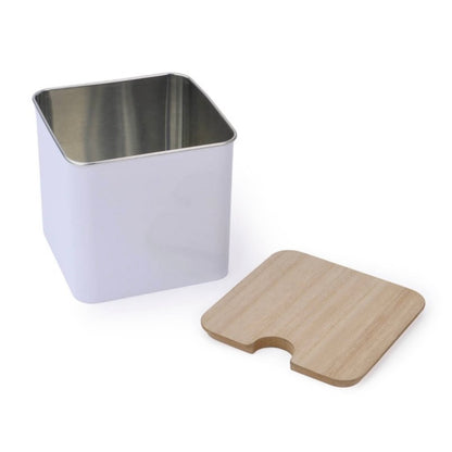 Personalized Keepsake Storage Tin with Engraved Wood Lid