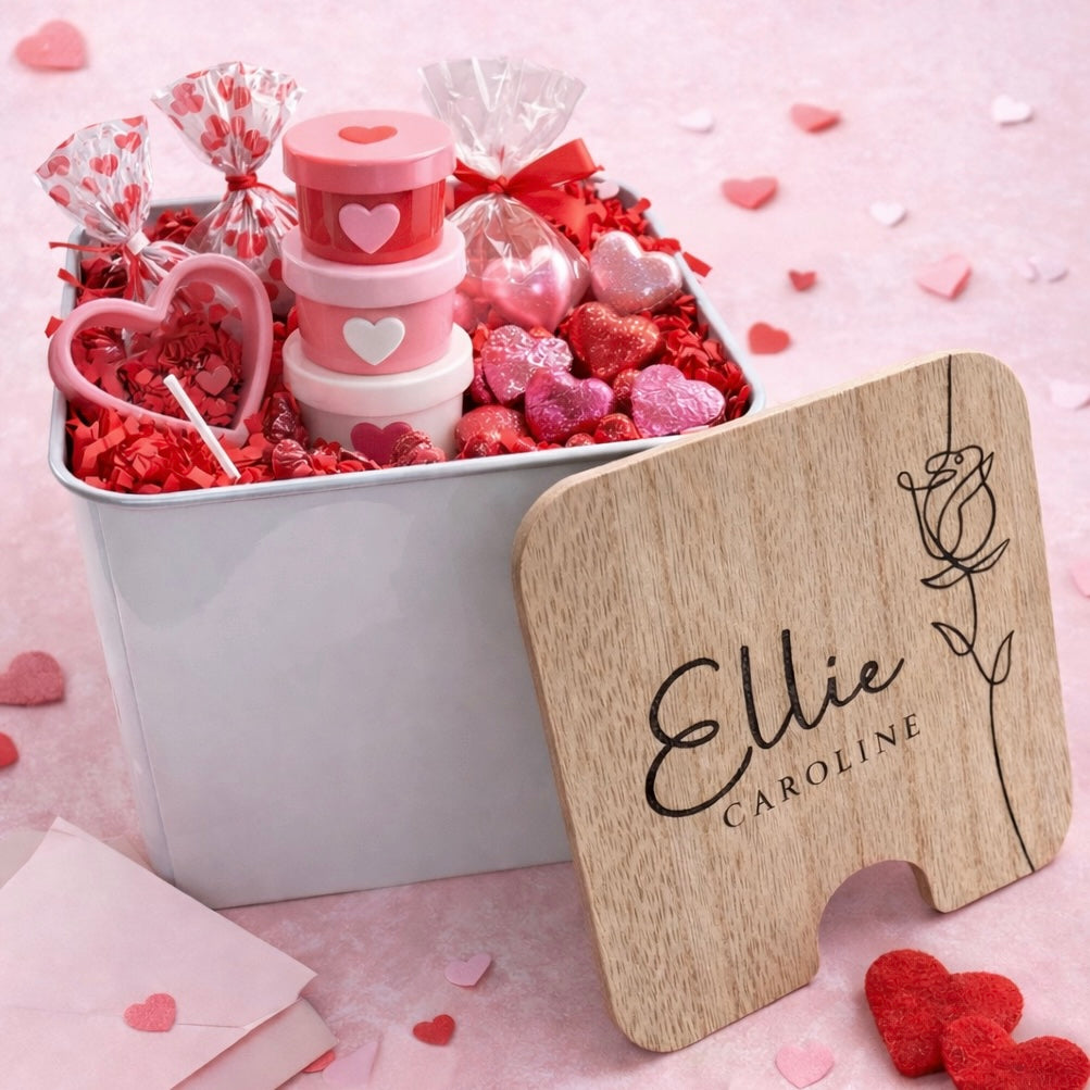 Personalized Keepsake Storage Tin with Engraved Wood Lid