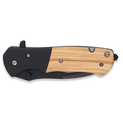Custom Engraved Folding Pocket Knife – Natural Wood