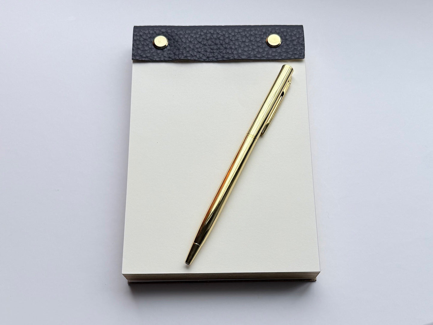 Vegan Leather–Wrapped Gold-Edged Notepad Set