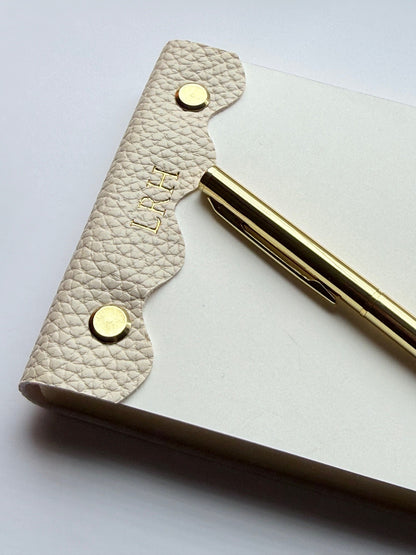 Vegan Leather–Wrapped Gold-Edged Notepad Set
