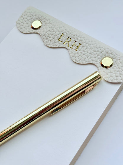 Vegan Leather–Wrapped Gold-Edged Notepad Set
