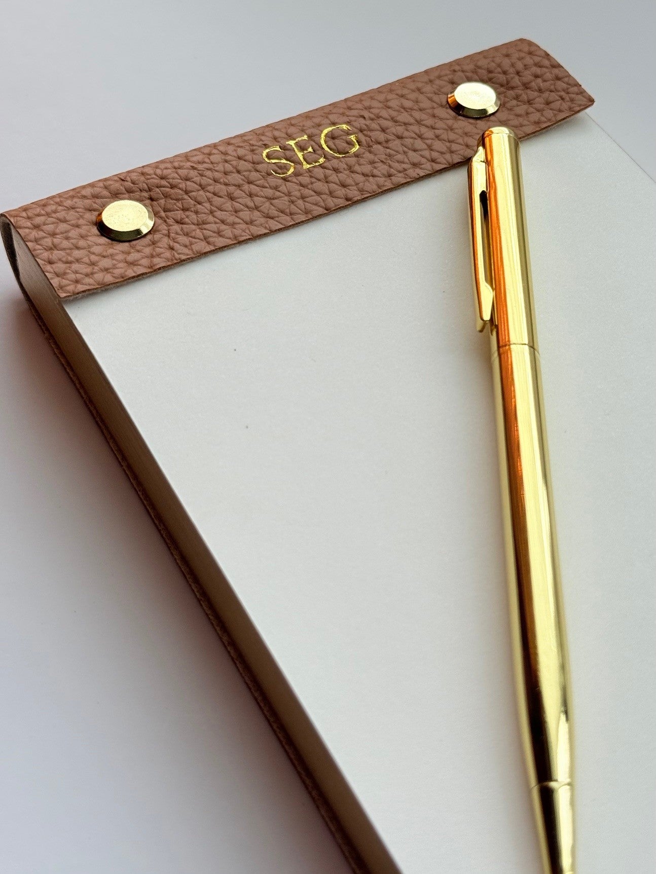 Vegan Leather–Wrapped Gold-Edged Notepad Set