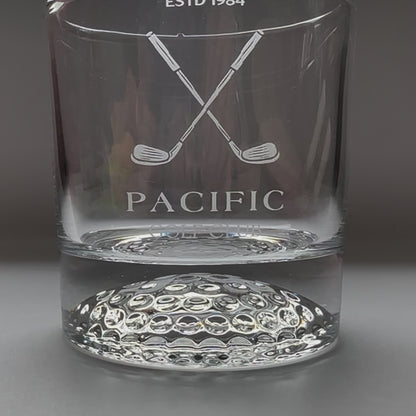 Engraved Golf Ball Rocks Glass