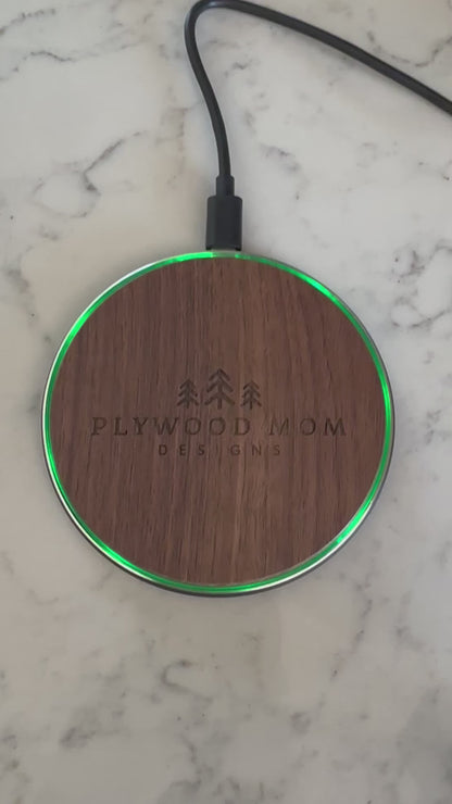 Personalized Walnut Wood Wirless Qi Charger
